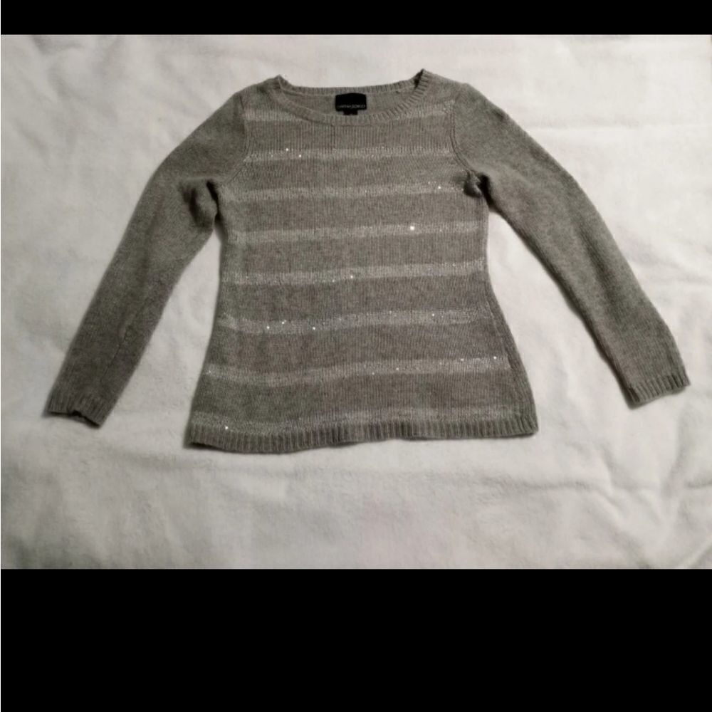Cynthia Rowley Longsleeves Gray Angora Wool Blend Sequins Women's Sweater